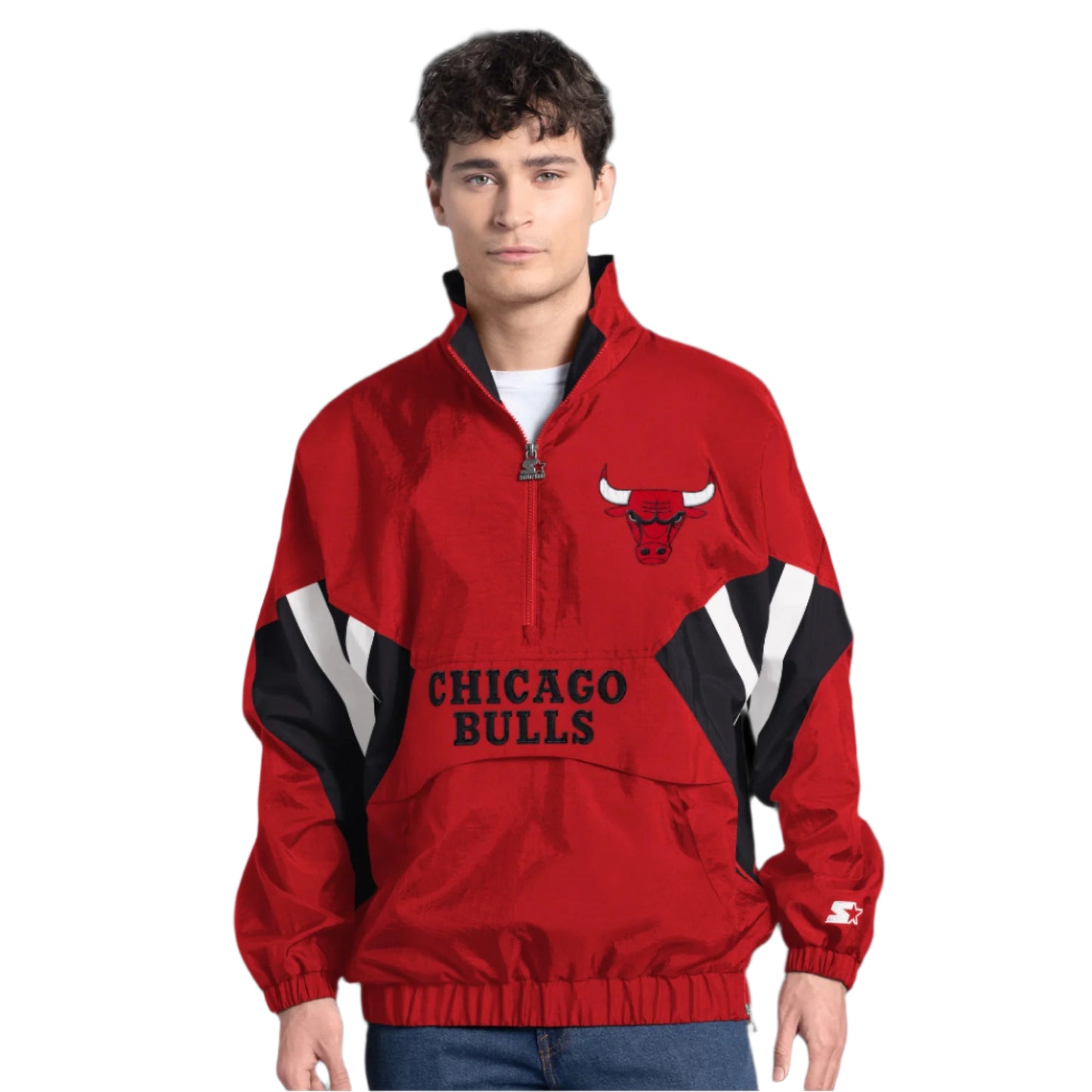 Chicago Bulls Logo 1/2 Zip Varsity Retro Starter Jacket