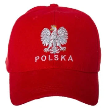 Polska Poland Eagle Crest Embroidred Adjustable Hat - Red