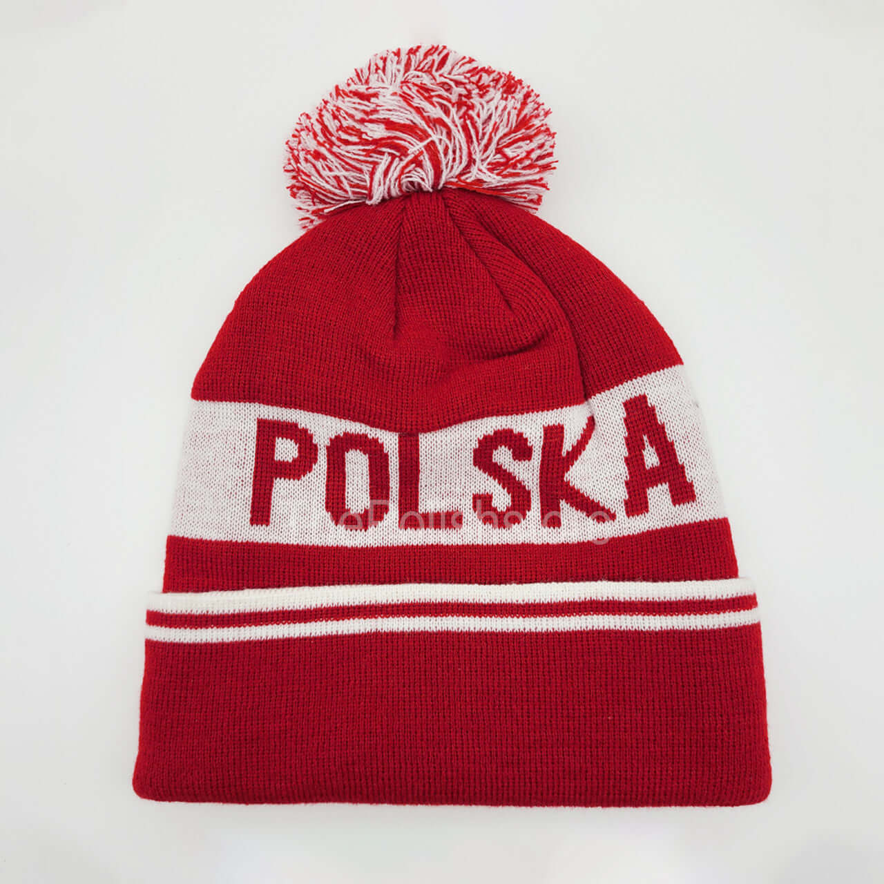 Polska Pom Beanie Red With Polish Eagle Embroidered Logo