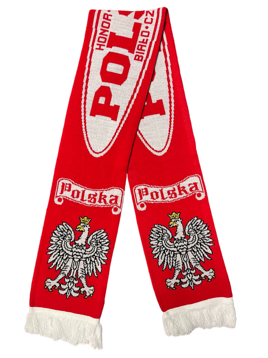 Polska Bialo Czerwoni Honor Odwaga Oval Design Distressed Eagle Red White Polish Scarf