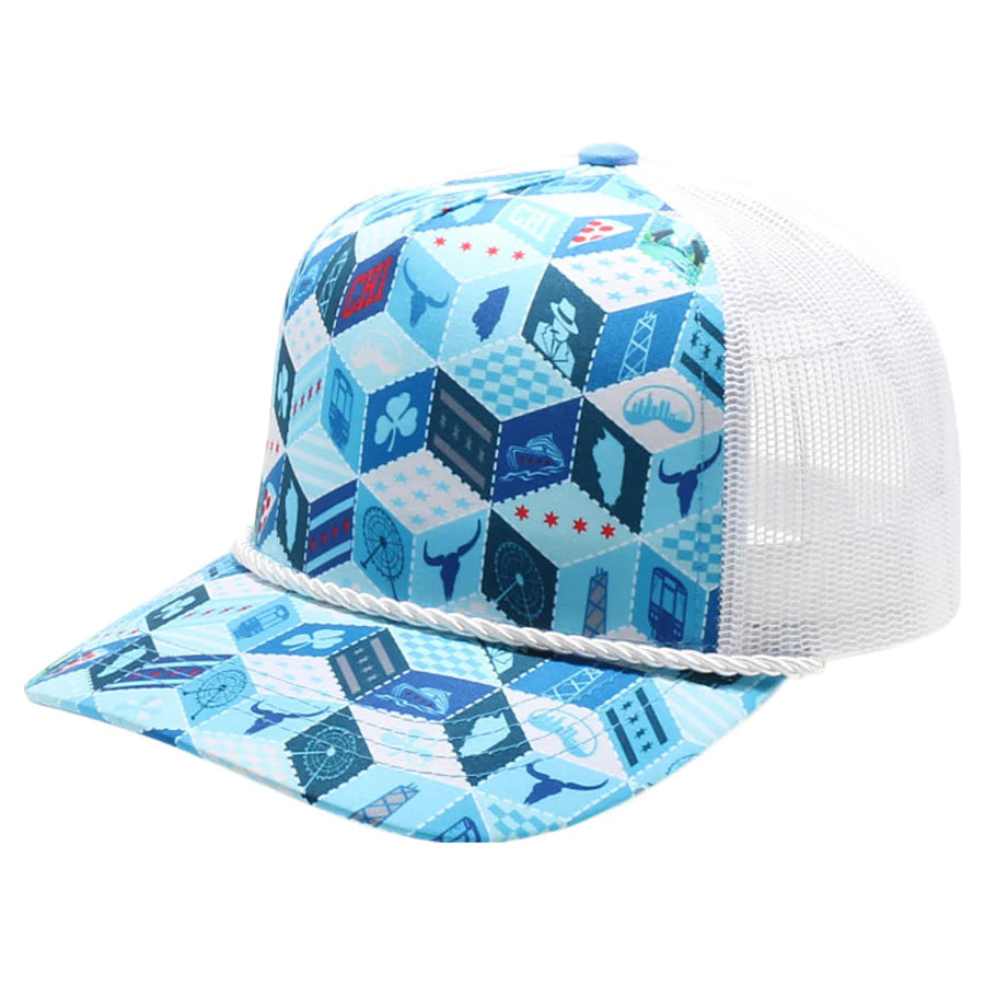 Chicago Polygon Quilt High Frame Roped Hat