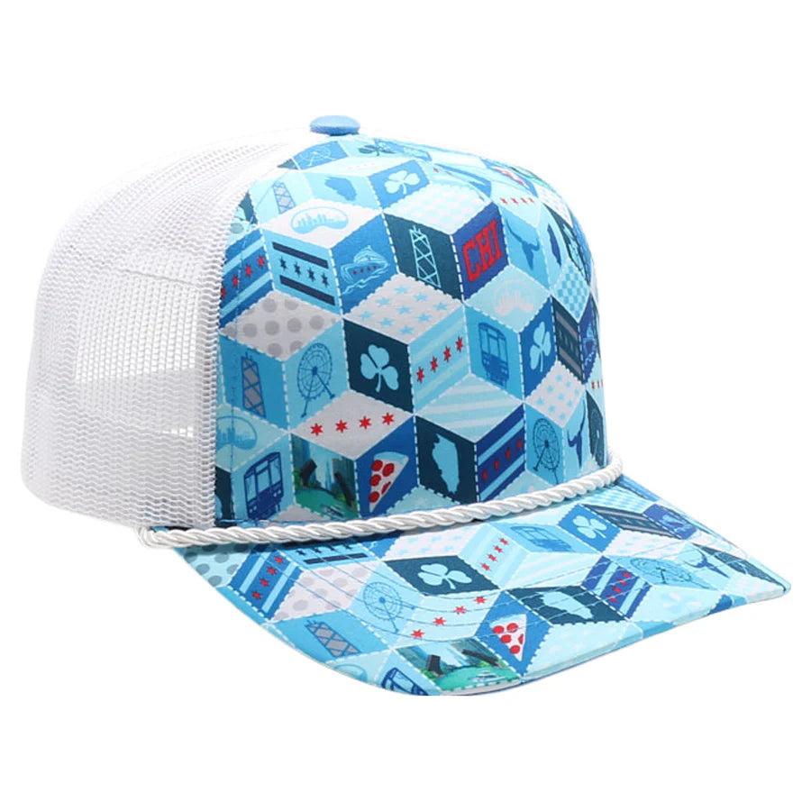 Chicago Polygon Quilt High Frame Roped Hat
