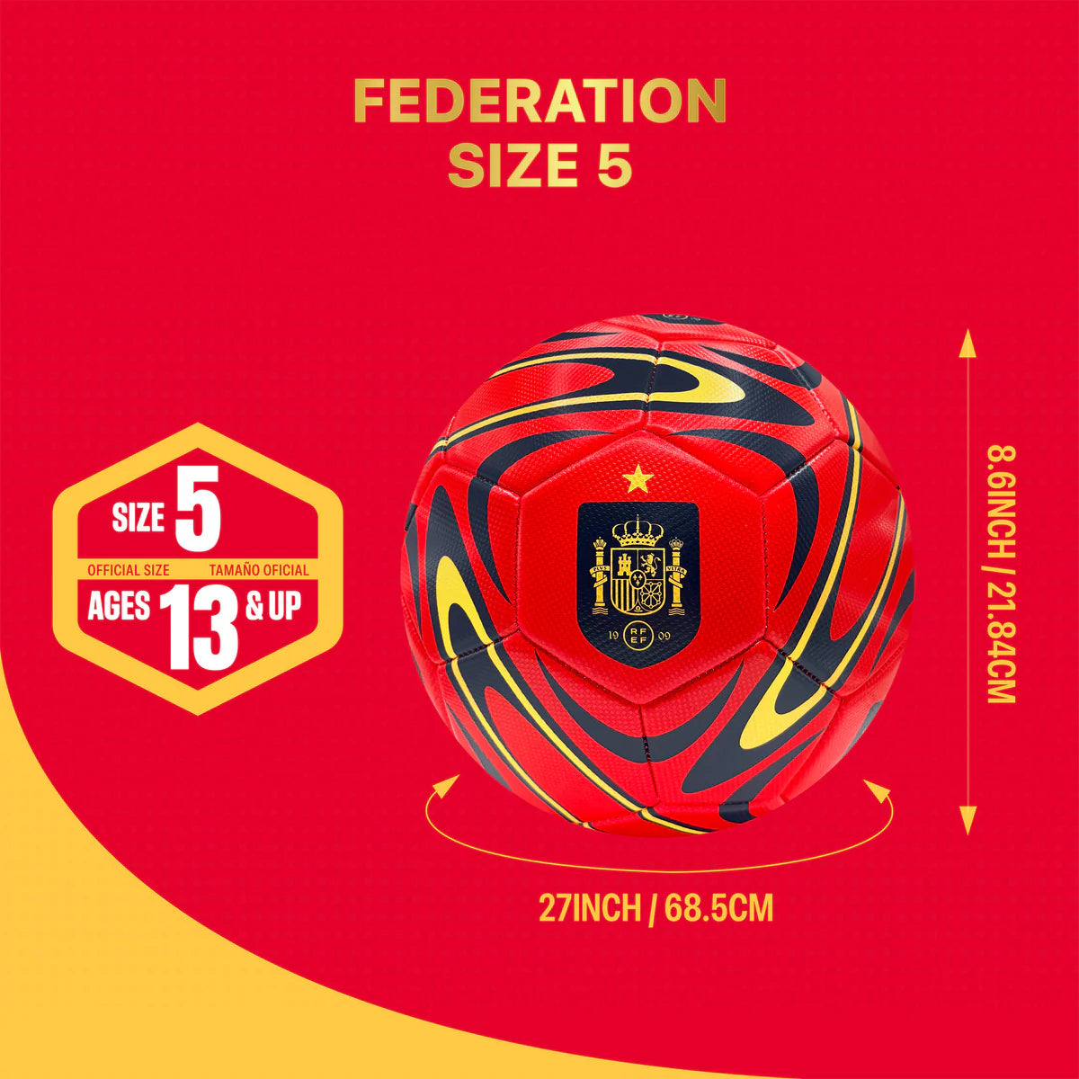 Spain Soccer Ball - Red - Size 5