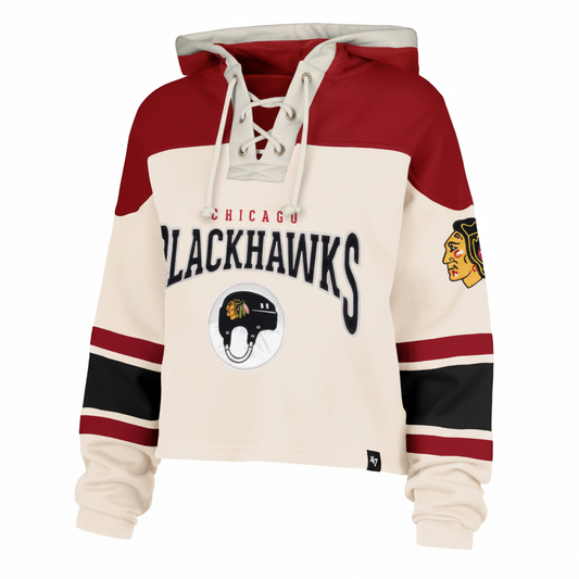 Chicago Blackhawks Cream Cropped Women's Lacer Hoodie