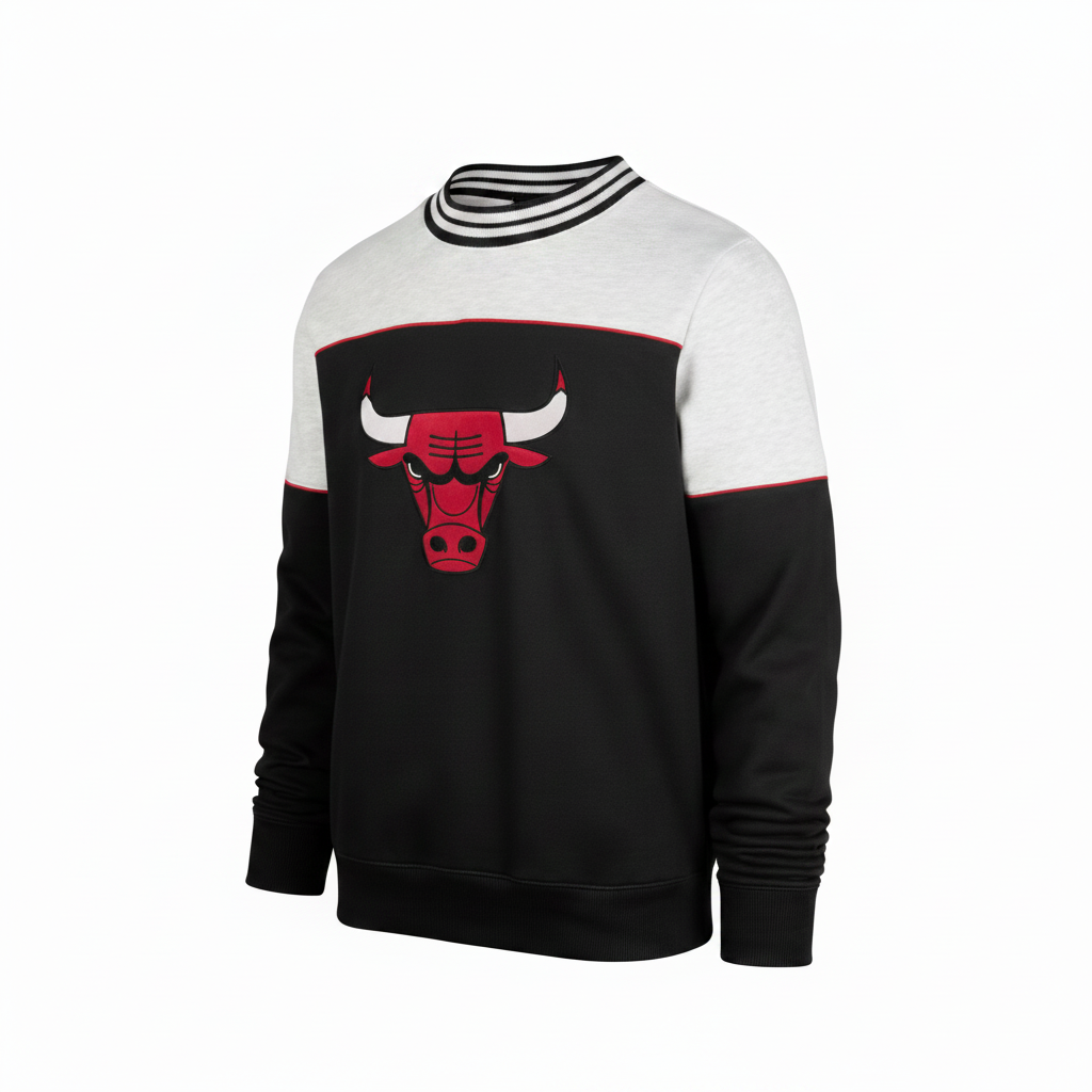 Chicago Bulls Flint Black Satin Crewneck Men's Sweater