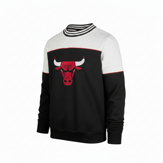Chicago Bulls Flint Black Satin Crewneck Men's Sweater