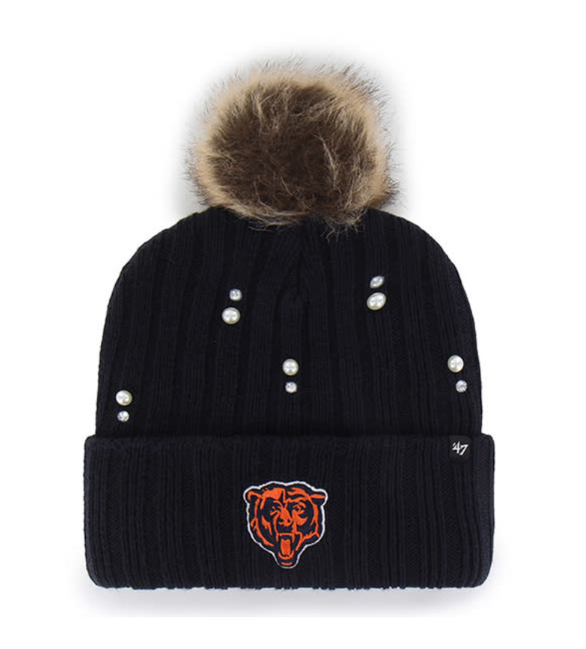 Chicago Bears Navy Pearl Fur '47 Cuff Knit Women's Hat