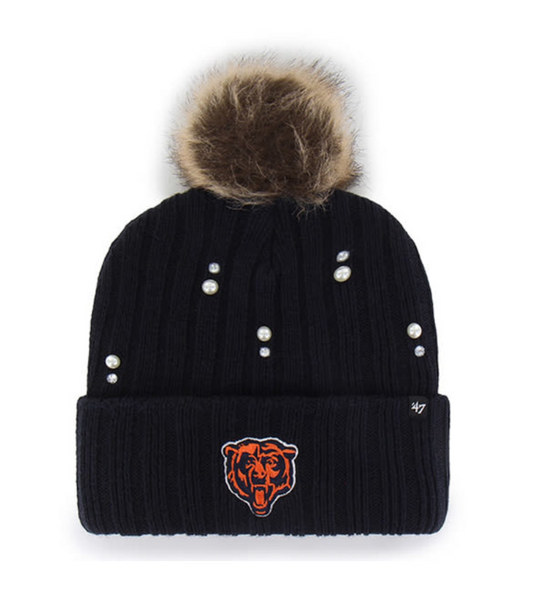 Chicago Bears Navy Pearl Fur '47 Cuff Knit Women's Hat