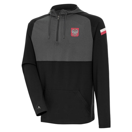 Polska Antigua Fearless 1/4 Zip Hoodie - Black