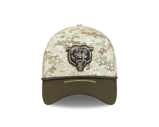 New Era Chicago Bears Mens Green 2025 Salute To Service Camo 39THIRTY Flex Hat