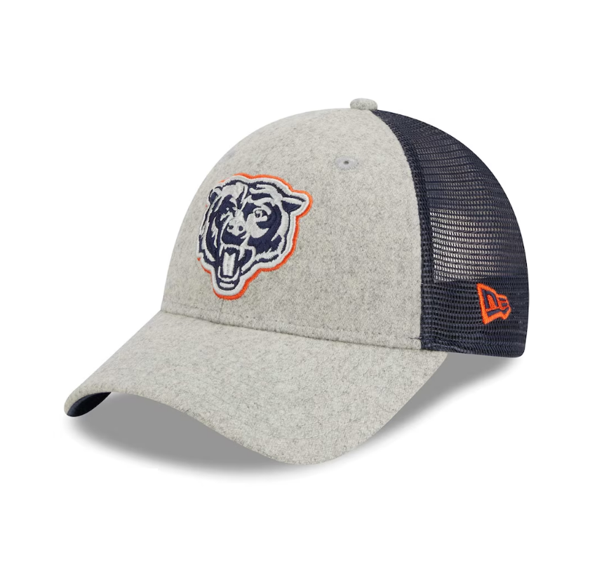 Men's Chicago Bears New Era Heather Gray/Navy Pop Trucker 9FORTY Adjustable Hat