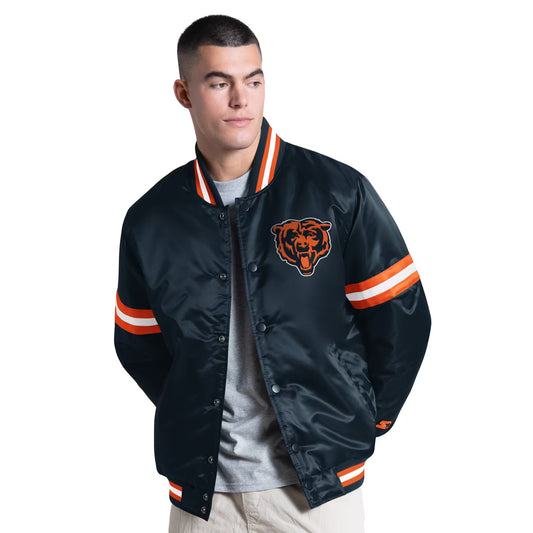 Chicago Bears Starter Courtside Varsity Full Snap Jacket - Navy