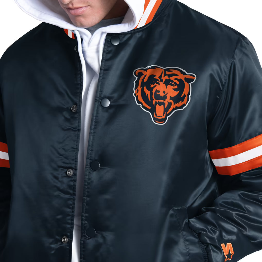 Chicago Bears Starter Courtside Varsity Full Snap Jacket - Navy