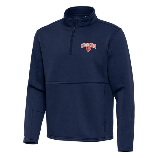 Men's Antigua Chicago Bears Navy Intent Quarter-Zip Pullover Long Sleeve Shirt