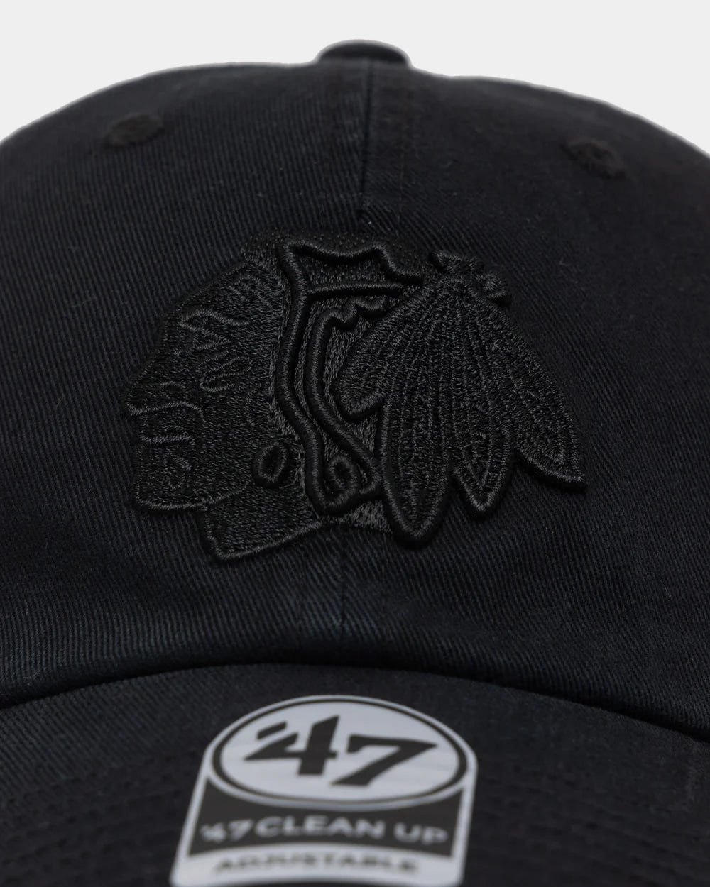 Chicago Blackhawks Black On Black '47 Clean Up Strapback Adjustable Hat