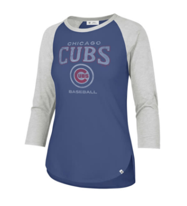 Chicago Cubs Cadet Blue Heatwave Frankie Raglan Women's Tee