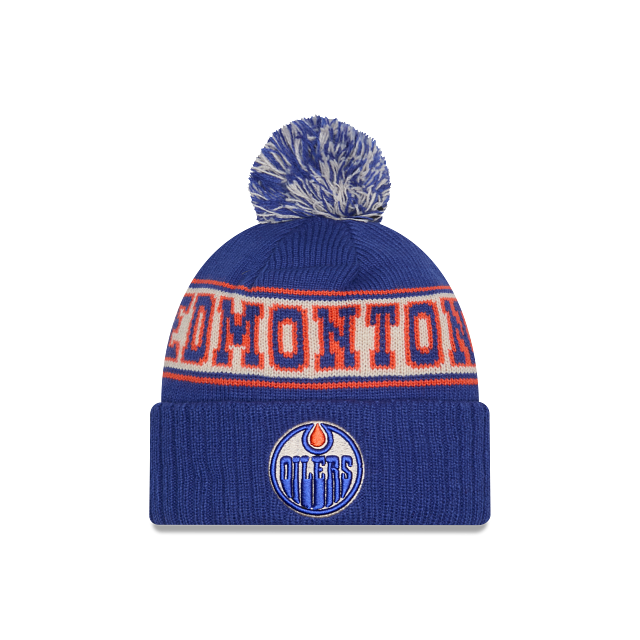 Edmonton Oilers New Era Retro Pom Knit Hat