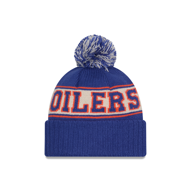 Edmonton Oilers New Era Retro Pom Knit Hat