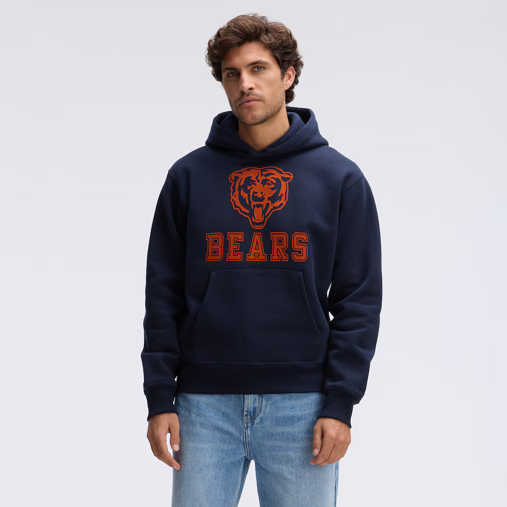Chicago Bears Fanatics Iconic Fleece Flocked Hoodie - Navy