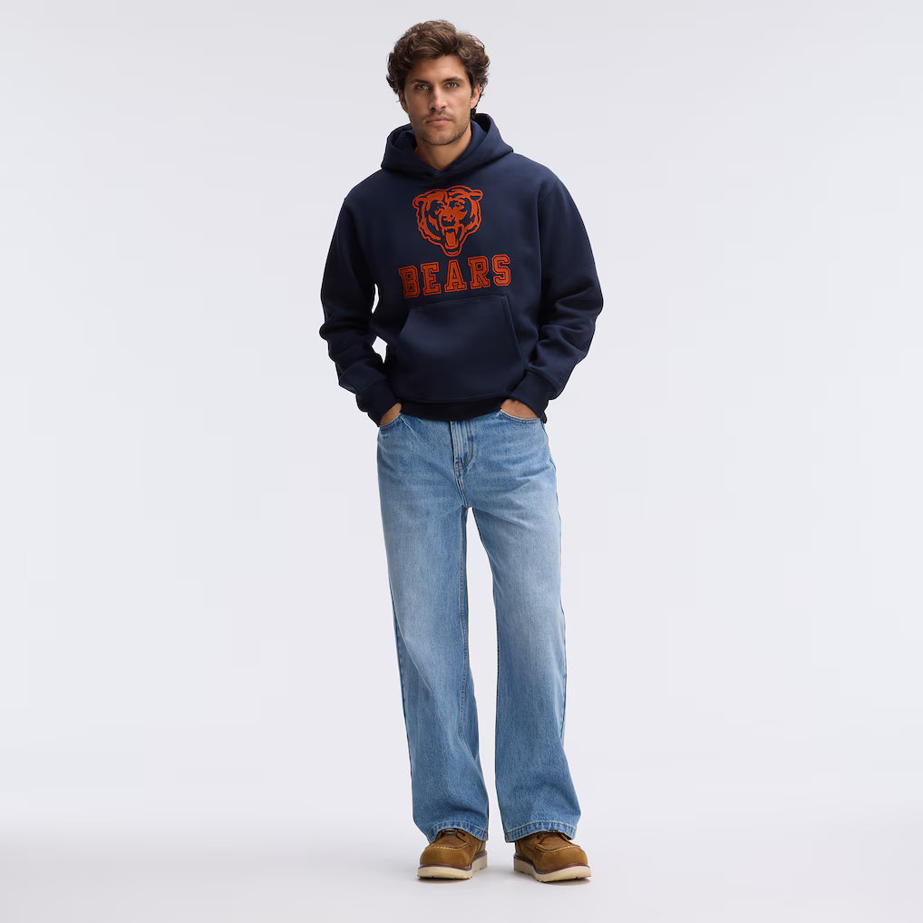 Chicago Bears Fanatics Iconic Fleece Flocked Hoodie - Navy