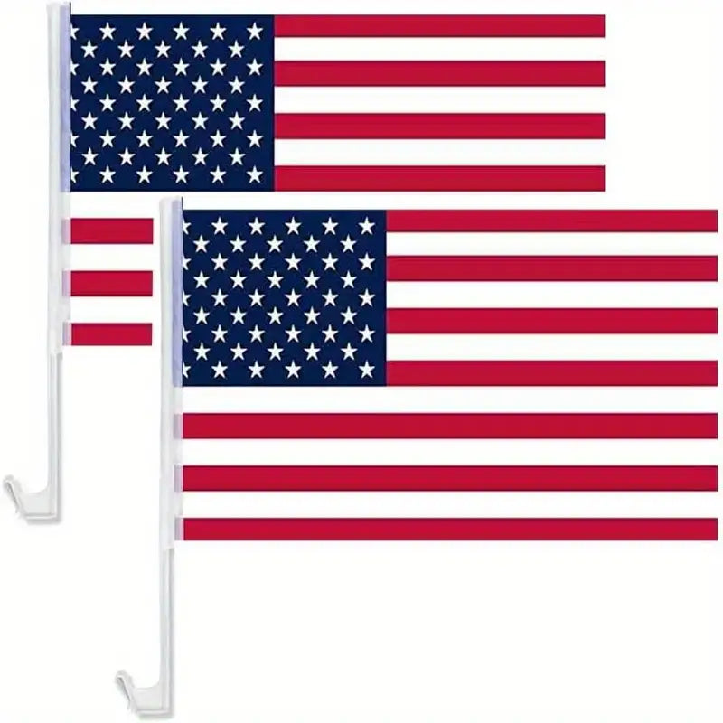 Bulk of US American Car Flag Window Clip 17" x 12", Pack of 12