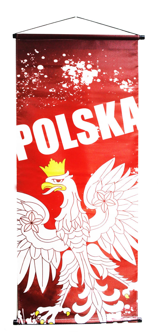 Polska Large Banner Whith Eagle 20x45 in Red