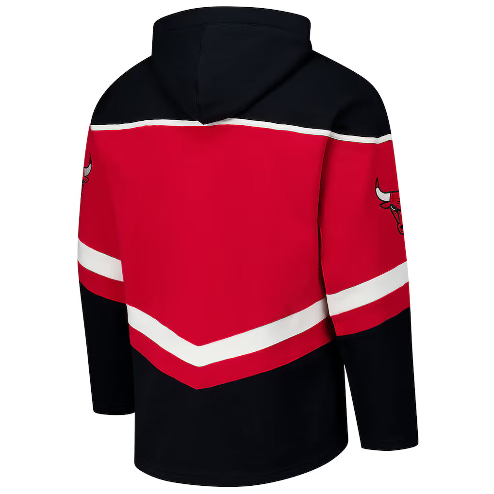 Chicago Bulls '47 Red Oversized Tri-Satin Layup Lacer Pullover Hoodie