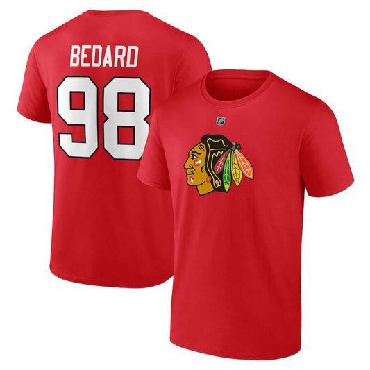 Connor Bedard Chicago Blackhawks Youth Boys Name & Number T-Shirt Red