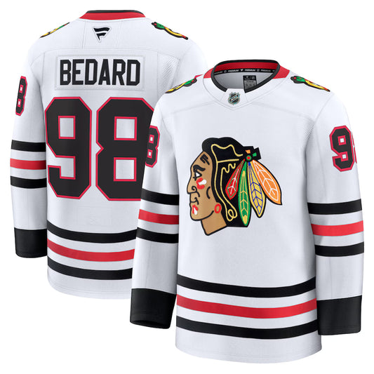 Chicago Blackhawks Connor Bedard Men's Fanatics White Away Premium Jersey