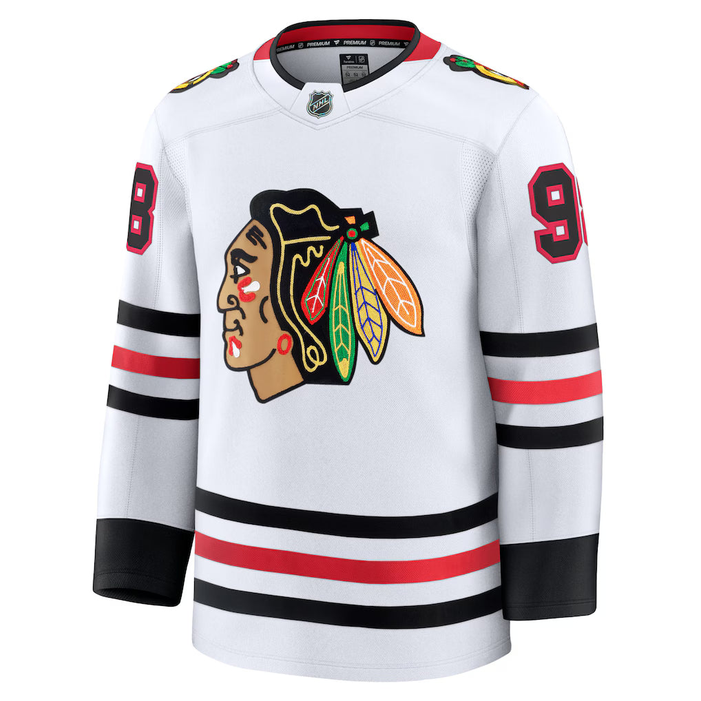 Chicago Blackhawks Connor Bedard Men's Fanatics White Away Premium Jersey