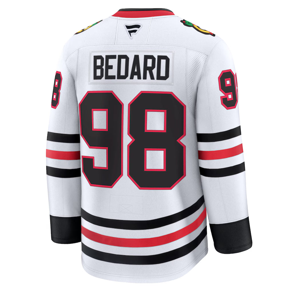 Chicago Blackhawks Connor Bedard Men's Fanatics White Away Premium Jersey