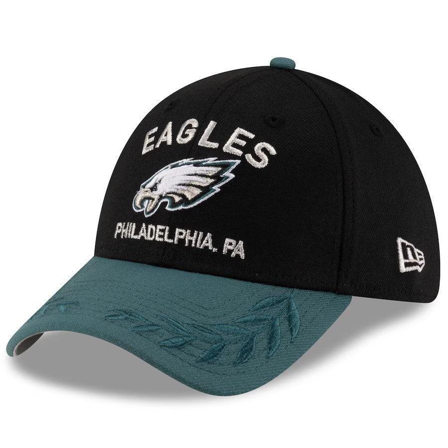 Philadelphia Eagles New Era 2025 NFL Draft 39THIRTY Flex Hat - Black/Midnight Green