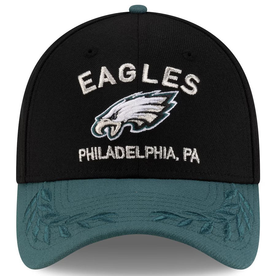 Philadelphia Eagles New Era 2025 NFL Draft 39THIRTY Flex Hat - Black/Midnight Green