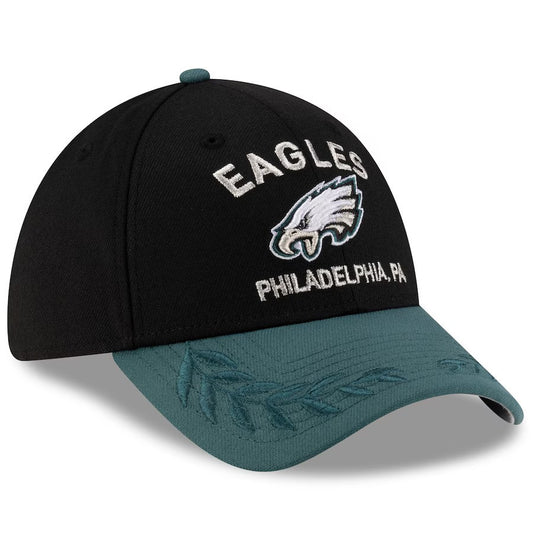 Philadelphia Eagles New Era 2025 NFL Draft 39THIRTY Flex Hat - Black/Midnight Green