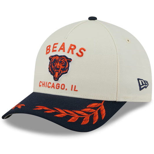 Men's New Era Cream/Navy Chicago Bears 2025 NFL Draft A-Frame 9FIFTY Snapback Hat