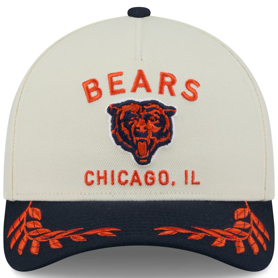 Men's New Era Cream/Navy Chicago Bears 2025 NFL Draft A-Frame 9FIFTY Snapback Hat