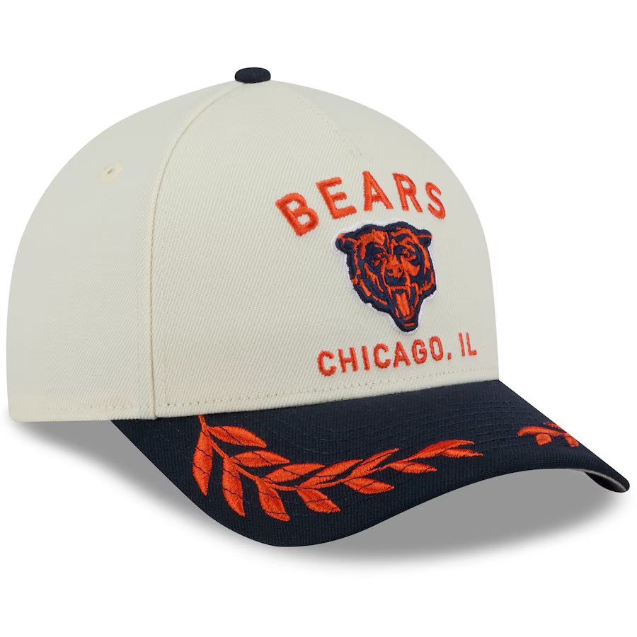 Men's New Era Cream/Navy Chicago Bears 2025 NFL Draft A-Frame 9FIFTY Snapback Hat