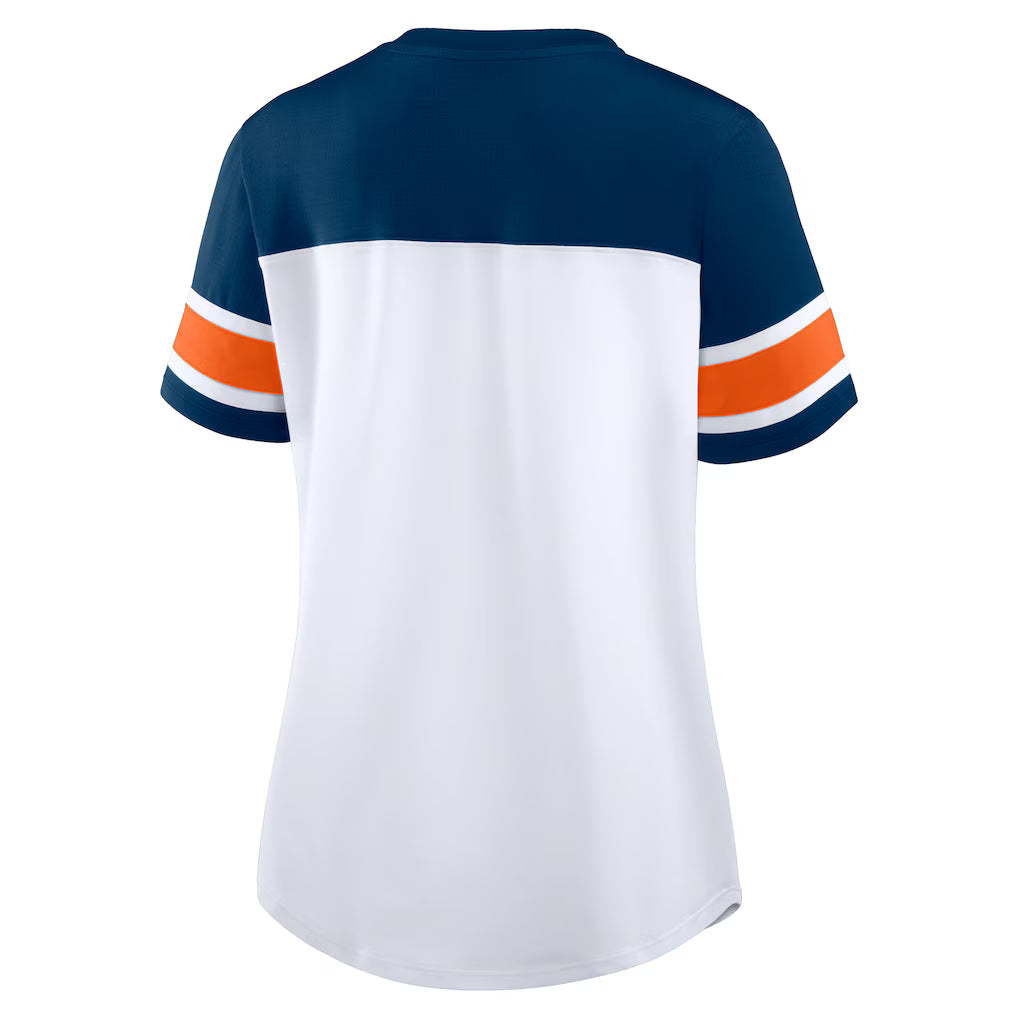 Bears Fanatics White Women's Athena Rhinestone Lace V-Neck T-Shirt
