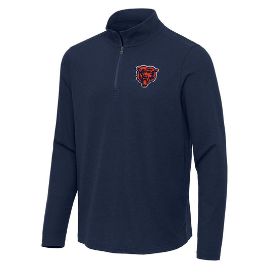 Chicago Bears Waffle Pullover Antigua Quarter Zip Sweater