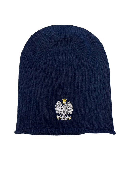 Poland Skull Cap Polska Polish Beanie Navy Blue Eagle Hat - One Size