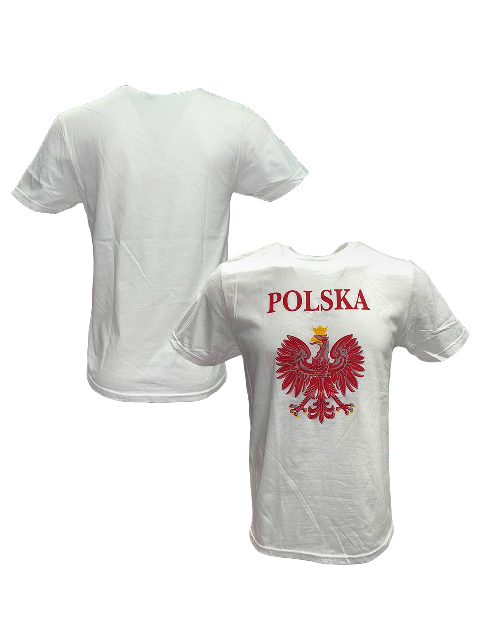 White T-Shirt Polska Eagle Polish Emblem Distressed Eagle