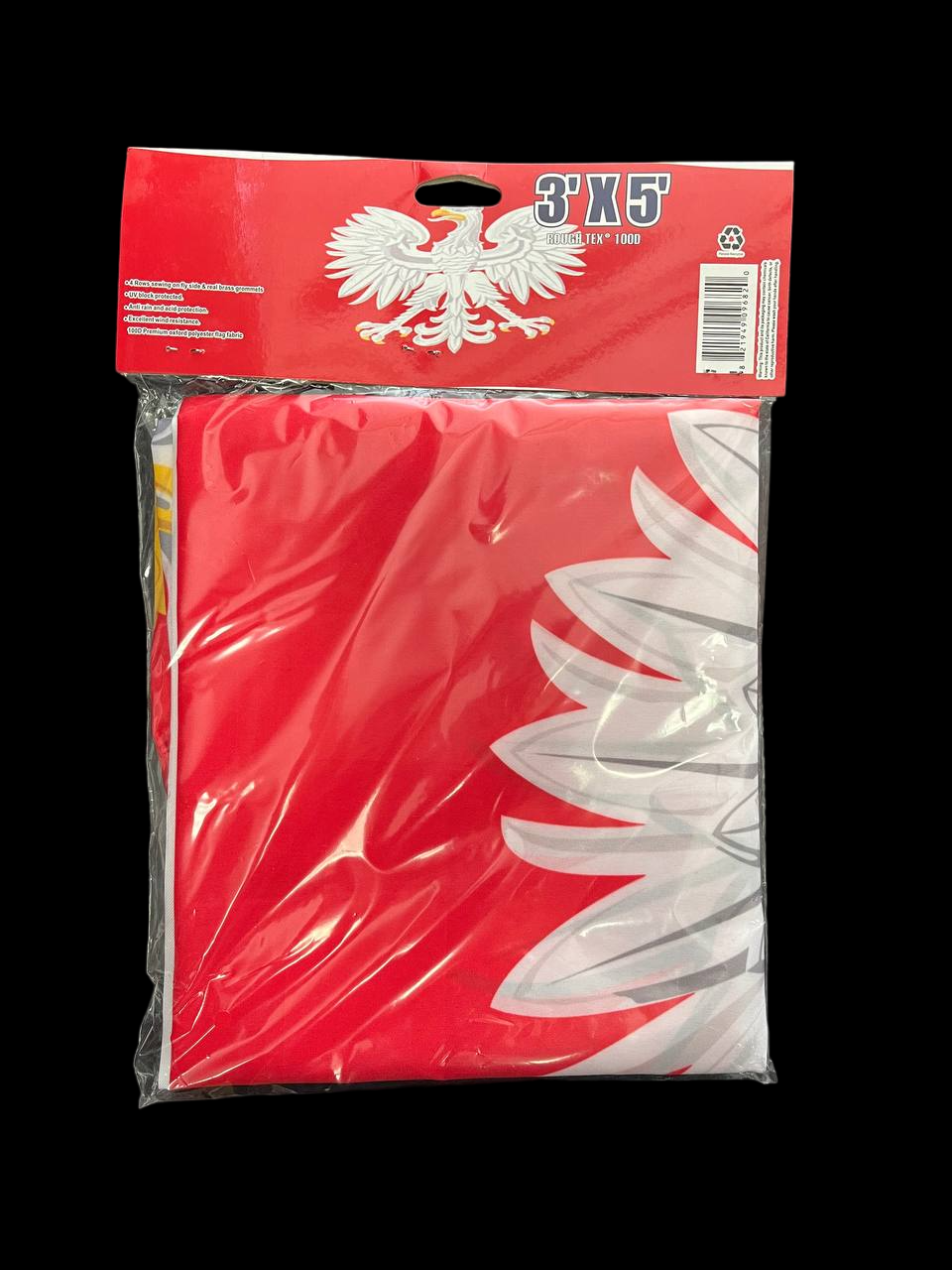 Poland 3"x 5" Flag 100D Red Polska With Eagle