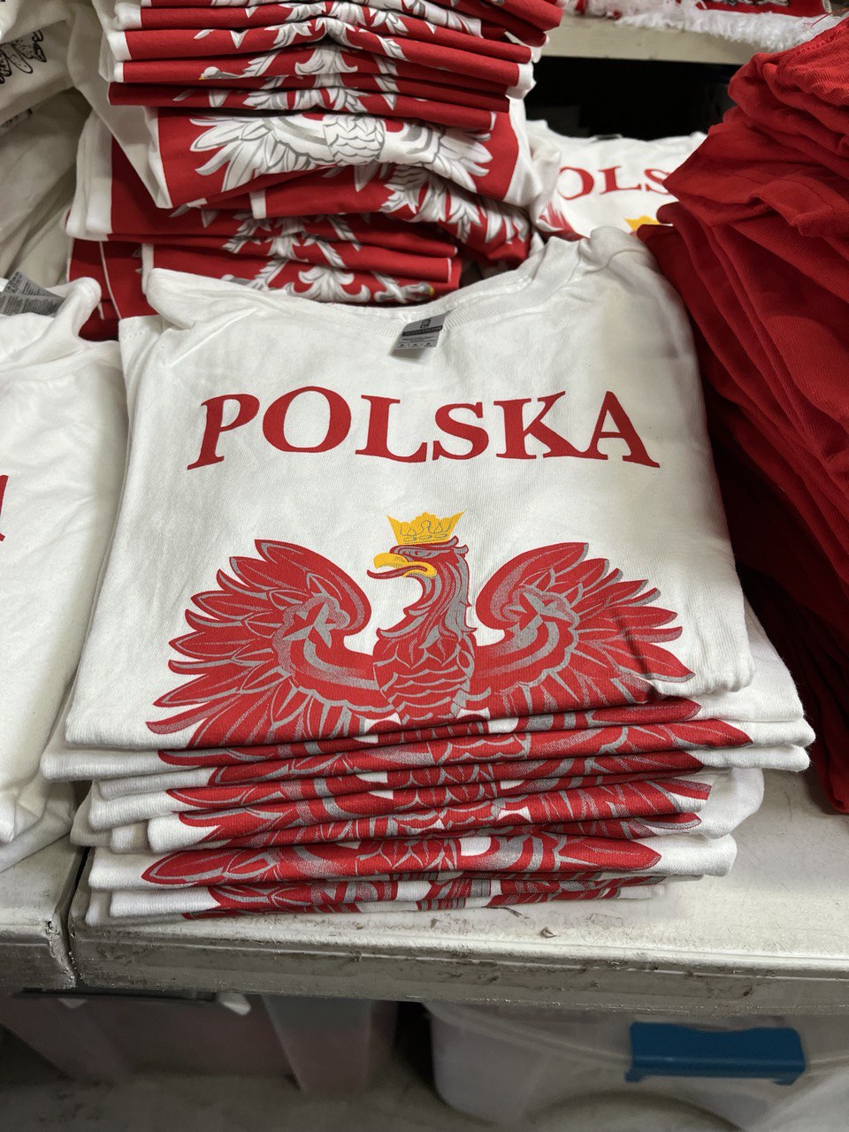 Bulk of White T-Shirt Polska Eagle Polish Emblem Distressed Eagle 12 Pack