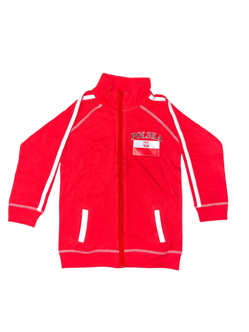 Kids Polish Jacket Red With Flag White Straps on Sleeves