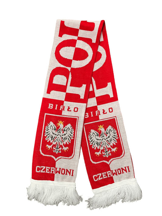 Polska Scarf Bialo Czerwoni Two Ply Red/White Made in Poland