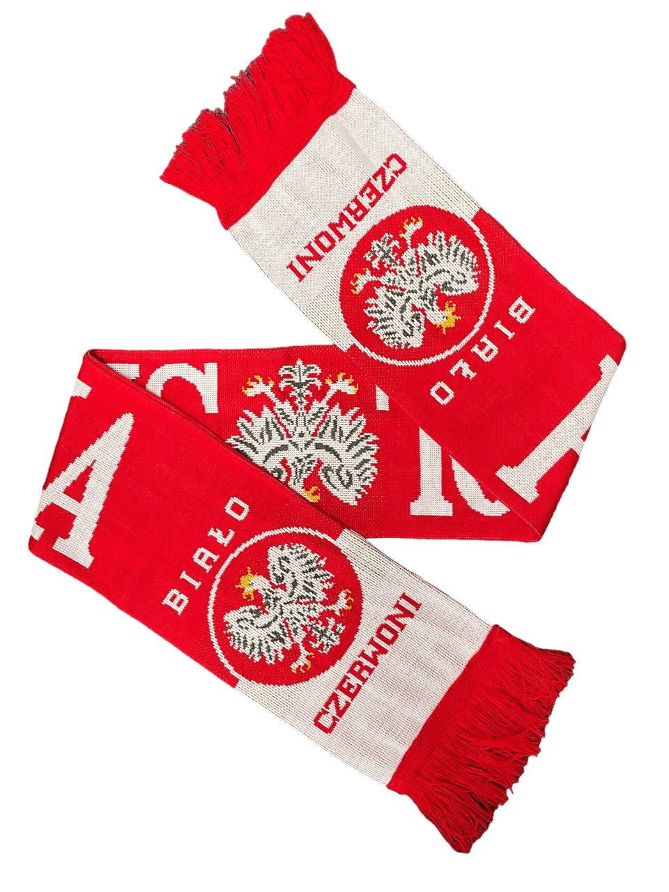 Polska Scarf Bialo Czerwoni Two Ply With Eagle Made in Poland
