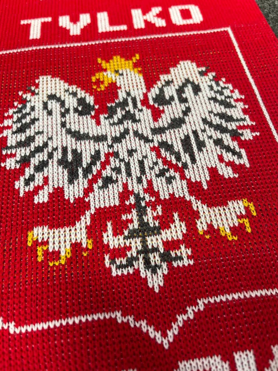 Polska Scarf "Wierni Czerwonym" Two Ply With Eagle Made in Poland