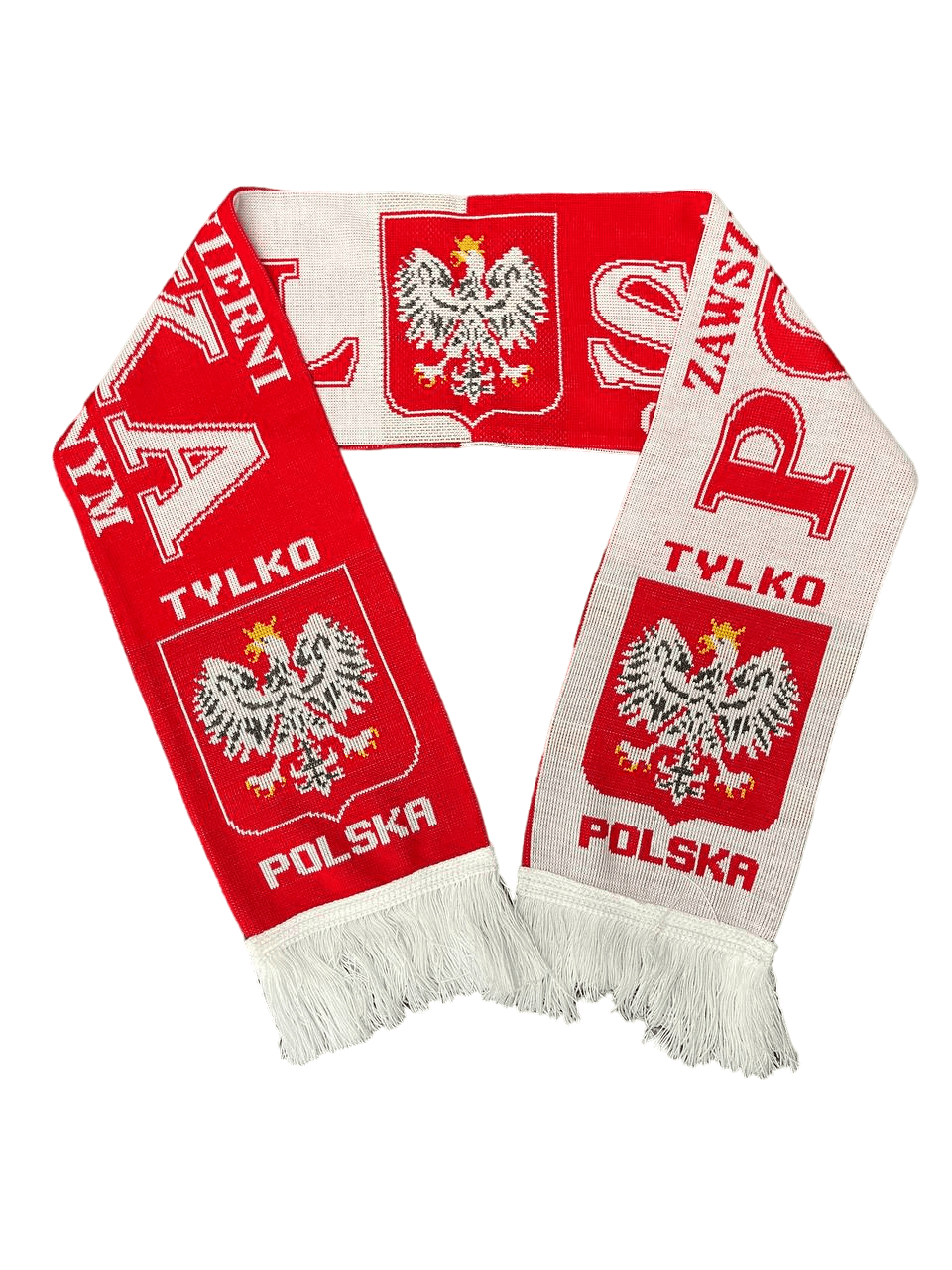 Polska Scarf "Wierni Czerwonym" Two Ply With Eagle Made in Poland