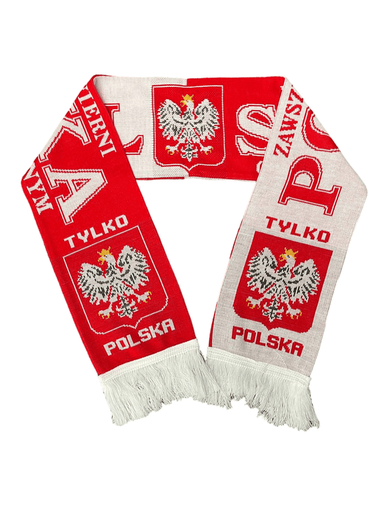 Polska Scarf "Wierni Czerwonym" Two Ply With Eagle Made in Poland