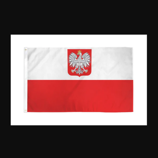 Poland Polish Polska Eagle 2ply Double Sided Knitted Flag 11"x15"